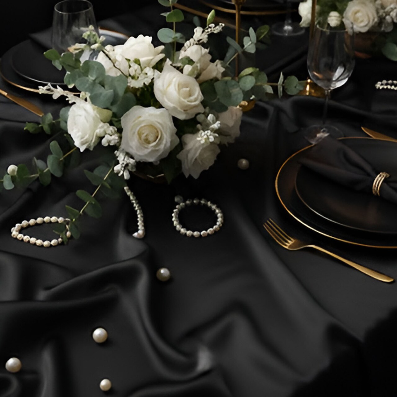 1 Yard Black Matte Satin Fabric Peau de Soie 58/59" Wide 100% Polyester